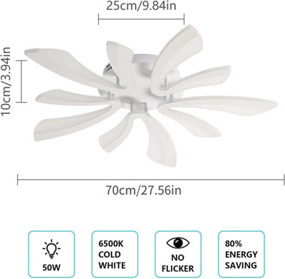 Pheashine Modern LED Ceiling Light 50W 5625LM 70cm 6500K Cool White