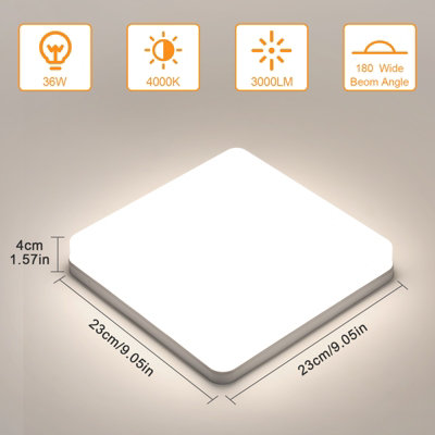 Pheashine Sleek 36W Square LED Ceiling Light 23x23cm Recessed Panel ...