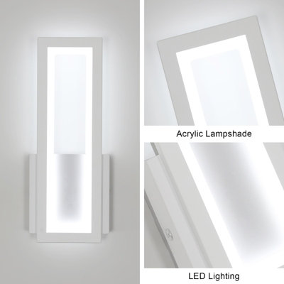 Pheashine Sleek Modern Rectangle LED Wall Lamp 16W 6500K Cool White ...