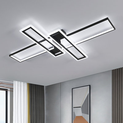 Pheashine Sleek Rectangular Chandelier LED Ceiling Light Black ...
