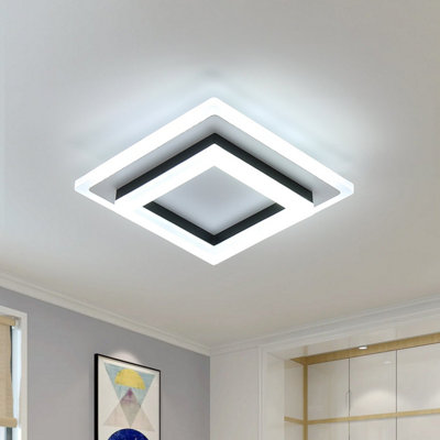 Pheashine Square LED Ceiling Light, 24W Acrylic Modern Ceiling Lamp, 6500K Cool White for Bedroom Living Room Hallway Kitchen