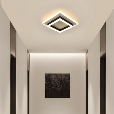 Pheashine White Geometric Square LED Ceiling Light, 24W 2350lm Warm White with Acrylic and Metal Frame