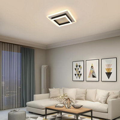 Pheashine White Geometric Square LED Ceiling Light, 24W 2350lm Warm White with Acrylic and Metal Frame