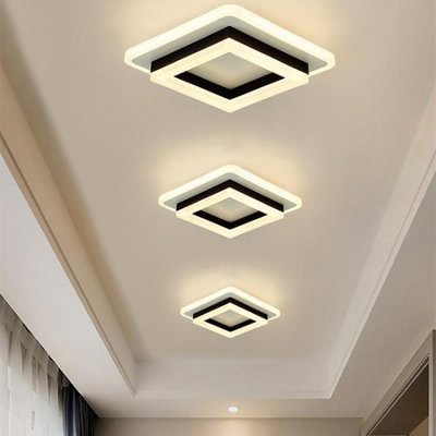Pheashine White Geometric Square LED Ceiling Light, 24W 2350lm Warm White with Acrylic and Metal Frame