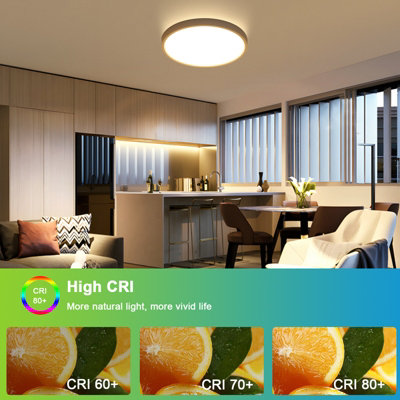 Pheashine White Round Ultra-Thin LED Ceiling Light, 40cm x 2.5cm 3000K ...