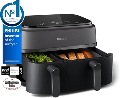 Philips 3000 Series Dual Basket Air Fryer NA350 GB  (9L Black)