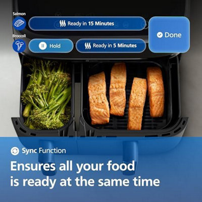 Philips 3000 Series Dual Basket Air Fryer NA350 GB  (9L Black)