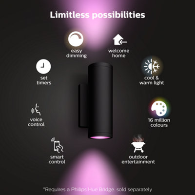 Philips Hue Appear White & Colour Ambiance LED Smart Outdoor Wall Light Double Pack