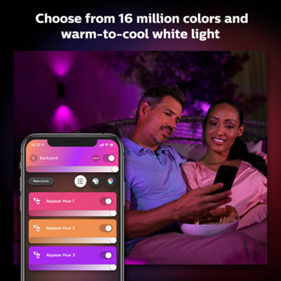 Philips Hue Appear White & Colour Ambiance LED Smart Outdoor Wall Light Double Pack - 4