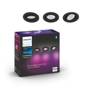 Philips Hue Centura White and Colour Ambiance 3-pack recessed spotlights Black