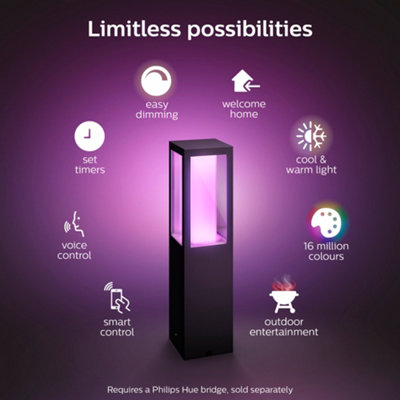 Philips Hue Impress White and Colour Ambiance Pedestal Light Black, low voltage.