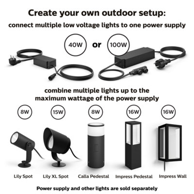 Philips Hue Impress White & Colour Ambiance Smart Outdoor Wall Light Extension - 8