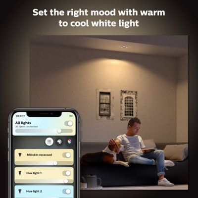 Philips Hue Smart Milliskin White Ambiance Silver Recessed Spotlights - 3