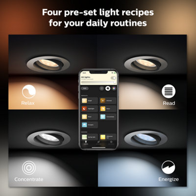 Philips Hue Smart Milliskin White Ambiance Silver Recessed Spotlights - 4