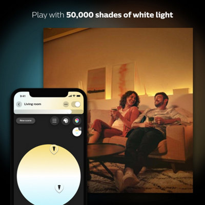 Philips Hue White Ambiance Smart Bulb Twin Pack LED B22 with Bluetooth - 1100 Lumen