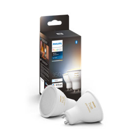 Philips Hue White Ambiance Smart Spotlight Twin Pack LED GU10 with Bluetooth - 350 Lumen