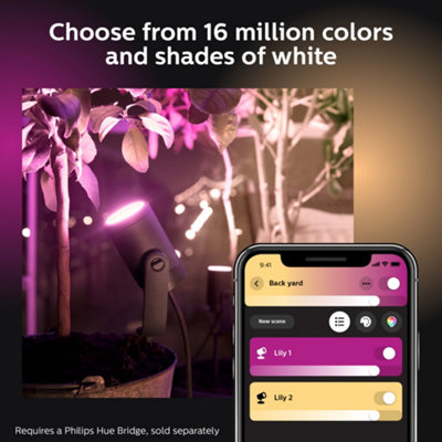 Philips Hue White and Colour Ambiance Outdoor Lily and XL Base Kit - 4