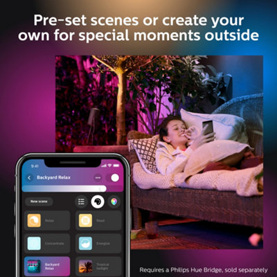 Philips Hue White and Colour Ambiance Outdoor Lily and XL Base Kit - 9
