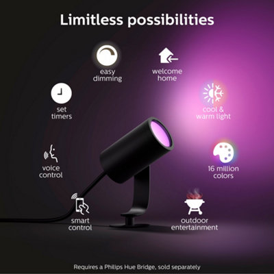 Philips hue white and color ambiance lily outdoor spot light deals extension kit