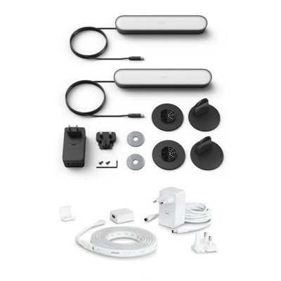 Philips Hue White and Colour Ambiance Play Light Bar Twin Pack and Light strip