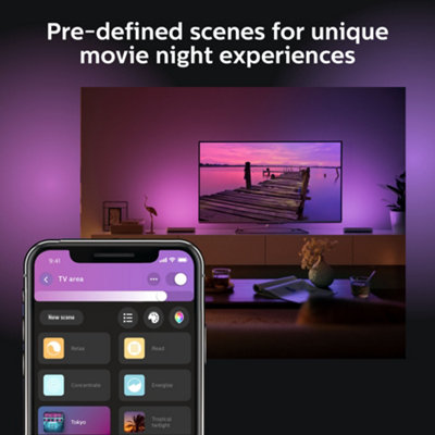 Philips Hue White and Colour Ambiance Play Light Bar Twin Pack and Light strip - 4