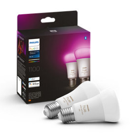 Philips Hue White & Colour Ambiance Smart Bulb Twin Pack LED E27 with Bluetooth - 1100 Lumen