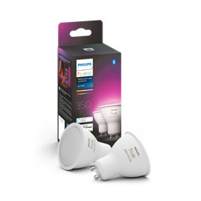 Philips Hue White & Colour Ambiance Smart Spotlight Twin Pack LED GU10 with Bluetooth - 350 Lumen