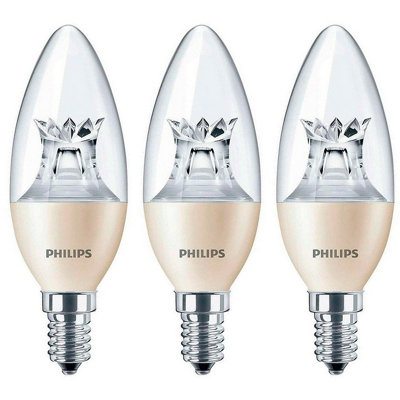 Philips LED Candle 4W E14 Dimmable Master White Clear (3 Pack) | DIY at B&Q
