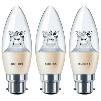 Philips LED DimTone Candle 6W B22 Dimmable Master Warm White Clear (3 Pack)