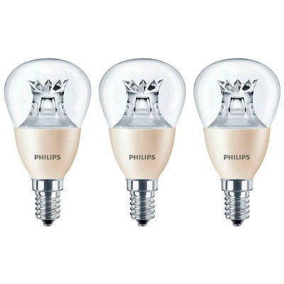 Philips LED DimTone Golfball 2.8W E14 Dimmable LEDluster Warm White Clear (3 Pack)