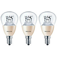 Philips LED DimTone Golfball 5.5W E14 Dimmable LEDluster Warm White Clear (3 Pack)