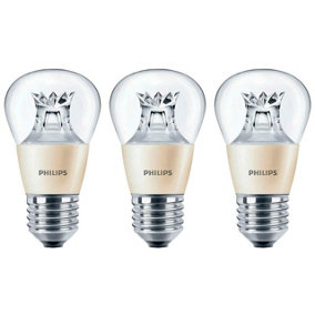 Philips LED DimTone Golfball 6W E27 Dimmable LEDluster Warm White Clear (3 Pack)