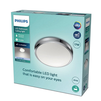 Philips LED Doris Bathroom Ceiling Light 17W, Chrome