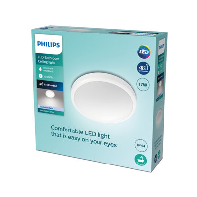 Philips LED Doris Bathroom ceiling light White IP44 17W, 40K