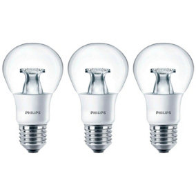 Philips LED GLS 6W E27 Dimmable Master Warm White Clear (3 Pack)