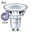 Philips LED GU10 Spotlight, GU10 Spotlight, 4.6W (50 equivalent). Non-Dimmable, Warm White, 6 Pack