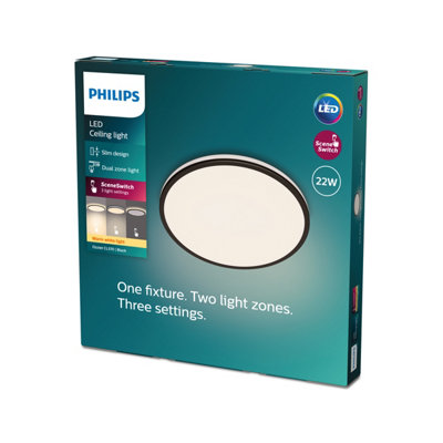 Philips LED Ozziet Ceiling Light CL570 22W 27K Black