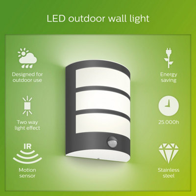 Philips LED Python Outdoor Wall Light Anthracite with PIR 27K