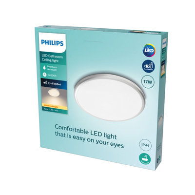 Philips LED Spray Ceiling Light silver IP44 17W, 27K