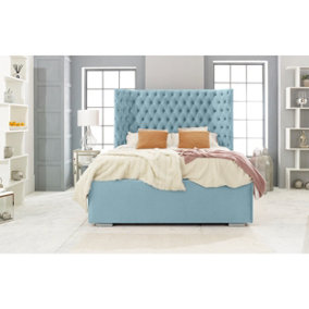 Philly Plush Bed Frame With Thick Winged Headboard - Duck Egg