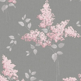 Phoebe Floral Wallpaper Pink / Grey Belgravia 59001