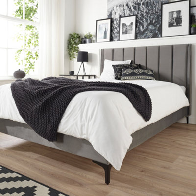 Phoebe Grey Bed Frame, Size Double