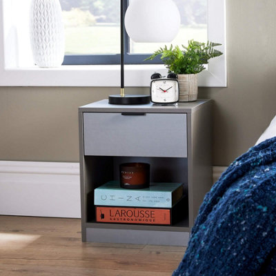 Phoenix 1 Drawer Bedside Table Storage Unit Grey