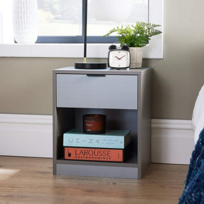 Phoenix 1 Drawer Bedside Table Storage Unit Grey