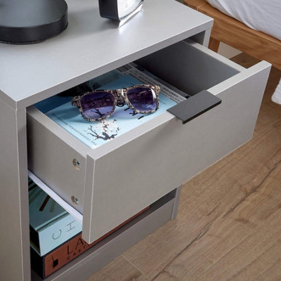 Phoenix 1 Drawer Bedside Table Storage Unit Grey