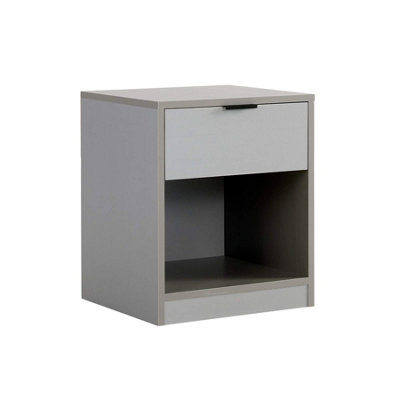 Phoenix 1 Drawer Bedside Table Storage Unit Grey