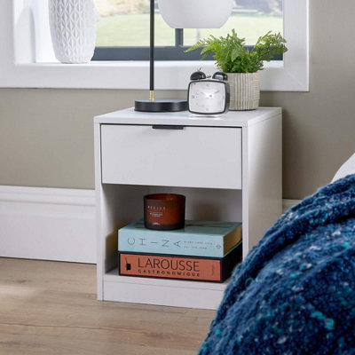 Phoenix 1 Drawer Bedside Table Storage Unit White