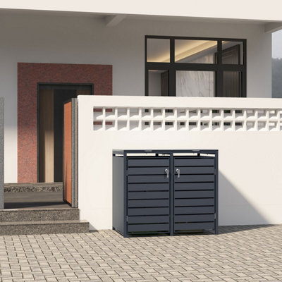 Phoenix GB2213AAK Double Wheelie Bin Steel Storage in Anthracite