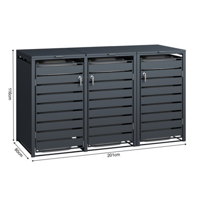 Phoenix  GB3320AAK Anthracite Triple Wheelie Bin Store / Bin Storage - 3