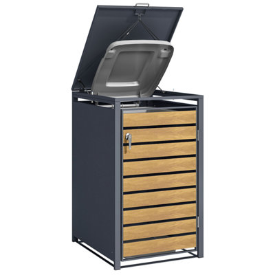 Phoenix  GB3320AWK Wood Effect Triple Wheelie Bin Storage / Bin Store - 6